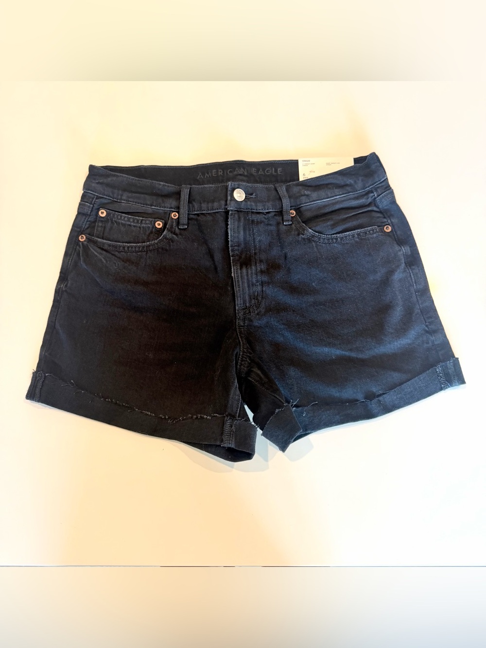 NWT American Eagle Outfitters Black Denim Rolled-Hem Shorts
